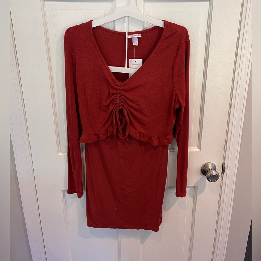 Brand New Isabel Maternity Long Sleeve Ruched Dress